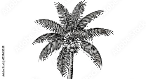 Vintage coconut palm tree illustration