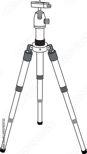 A simple line illustration of a camera tripod with adjustable legs and a ball head.