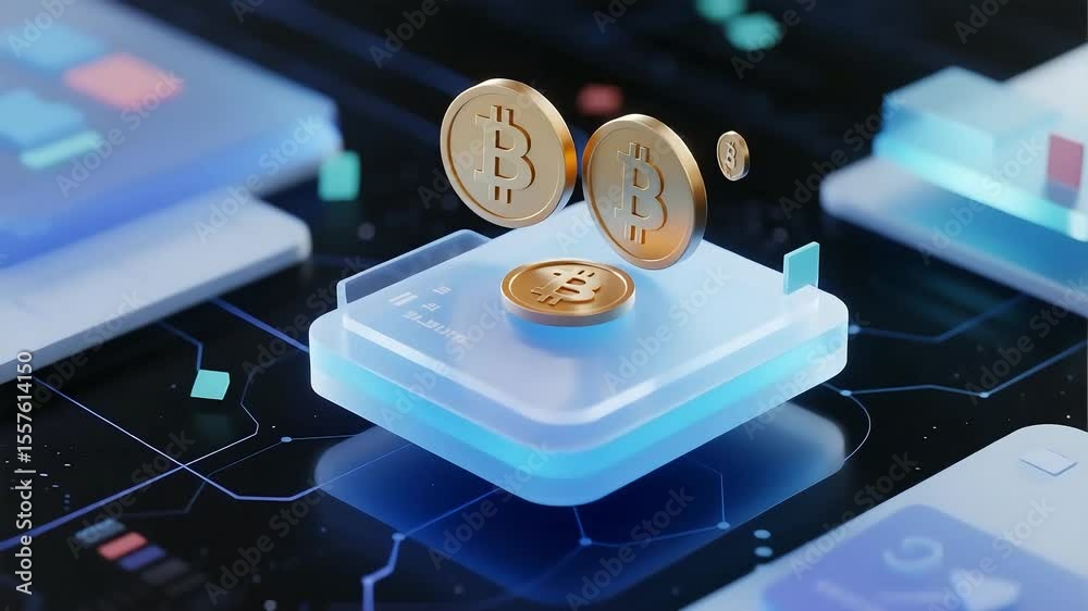 crypto wallet with bitcoin coins on it