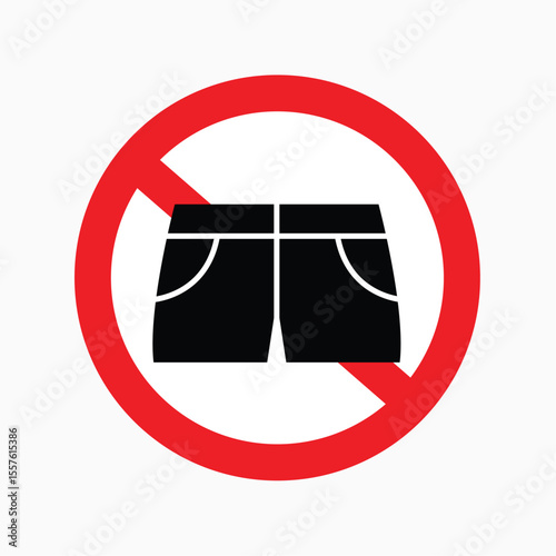 No Shorts Allowed: A clear and concise sign depicting a pair of shorts with a red prohibition symbol. This image conveys a strong message of restriction and prohibition.