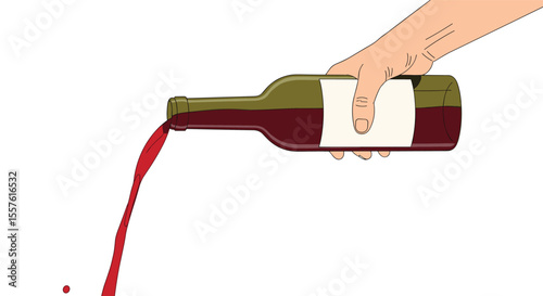 Pouring a Rich Red Liquid from a Bottle into a Glass of Celebration