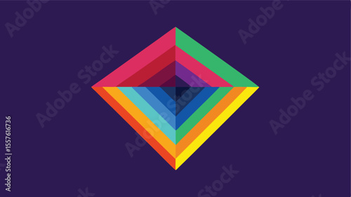 Abstract colorful vector illustration of a geometric triangle rendered with polygon digit