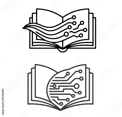 Open Book with Digital Circuit – Symbol of Modern Education & Technology Integration
