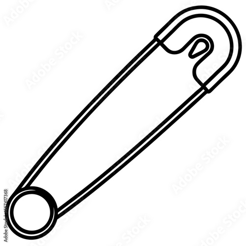 Minimal Safety Pin Icon – Black Line Vector