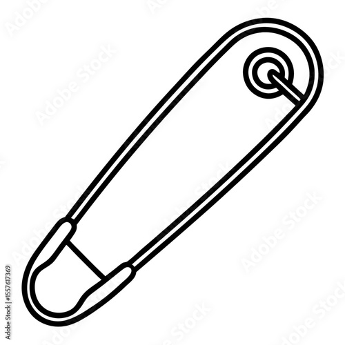 Minimal Safety Pin Icon – Black Line Vector