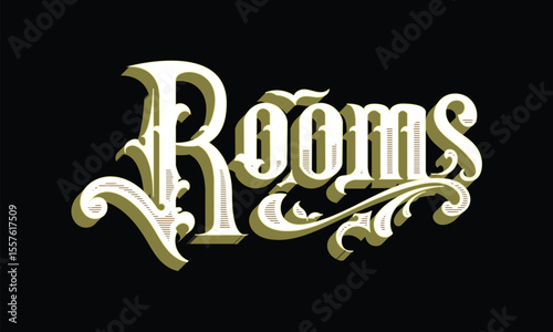 ROOMS lettering custom style design