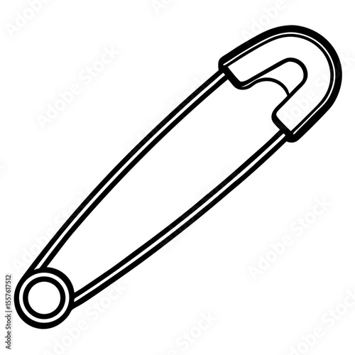 Minimal Safety Pin Icon – Black Line Vector