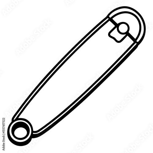 Minimal Safety Pin Icon – Black Line Vector