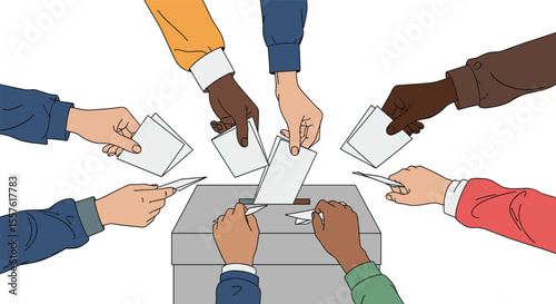 Citizens Casting Ballots in a Democratic Election Event Participation