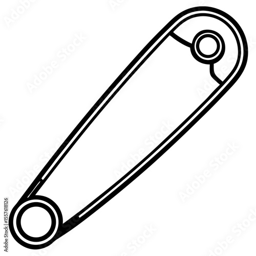 Minimal Safety Pin Icon – Black Line Vector