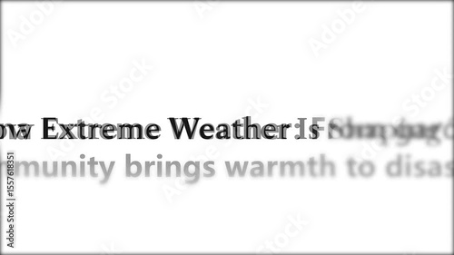 Mention extreme weather in the media. The problem to worsening heatwaves, wildfires, and floods globally. Highlighted words in headlines. Breaking news