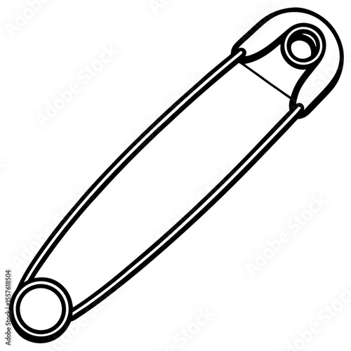Minimal Safety Pin Icon – Black Line Vector