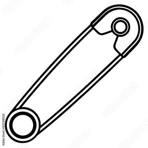Minimal Safety Pin Icon – Black Line Vector