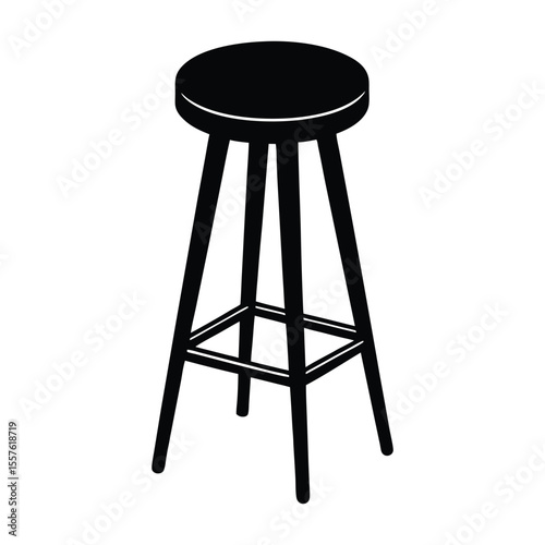 Minimalist round seat bar stool silhouette design element for modern interiors and furniture concepts