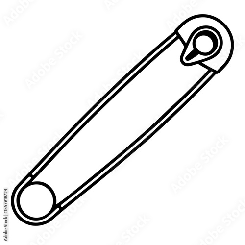Minimal Safety Pin Icon – Black Line Vector