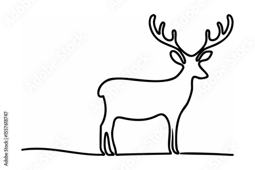Elegant black line art deer with antlers stag animal