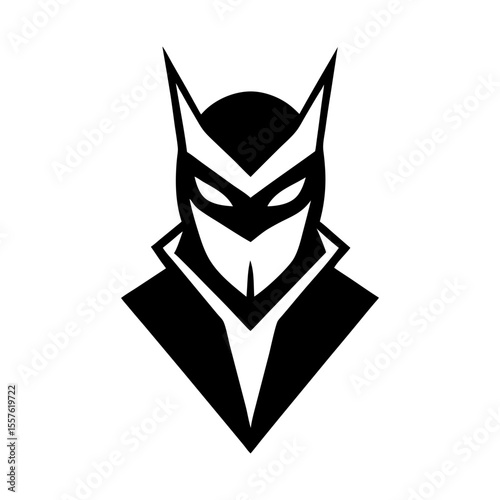 Futuristic hero mask logo design for sci fi character identity with white background