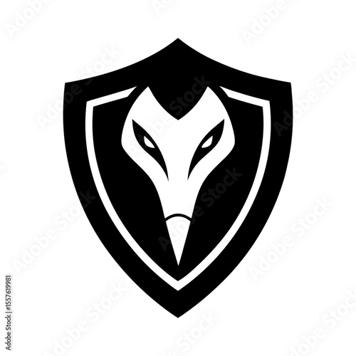 Viper shield emblem logo in minimalist style with white background for security branding