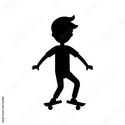 Urban skater boy silhouette design for action and sports vector with white background