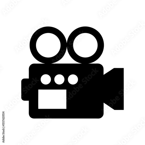 Classic movie camera icon illustration for vintage video and film design with white background