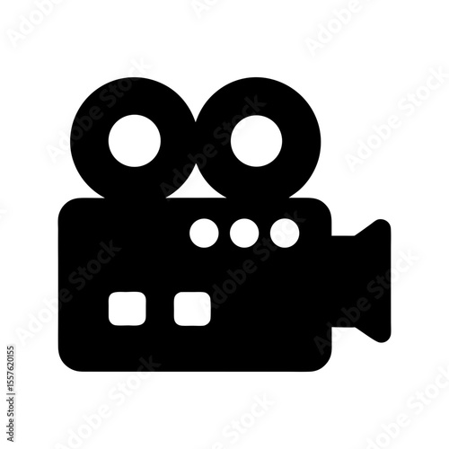 Vintage film camera icon vector for retro cinematography and media design with white background