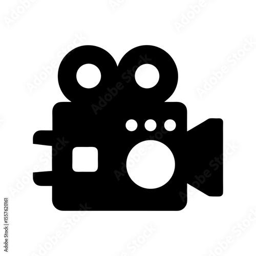 Retro film camera icon vector for media production and cinematography with white background