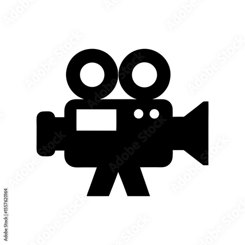 Antique film camera icon vector for vintage movie and film equipment with white background
