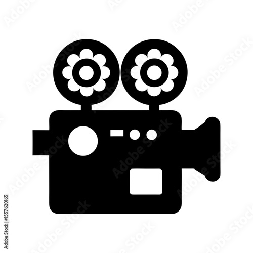 Classic retro film camera illustration for media branding with white background