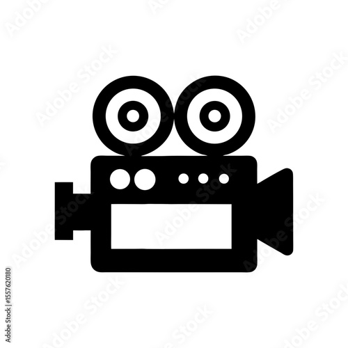Film camera symbol vector for retro media and videography icon design with white background