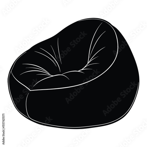 Comfortable and inviting bean bag chair depicted in a clean minimalist silhouette design