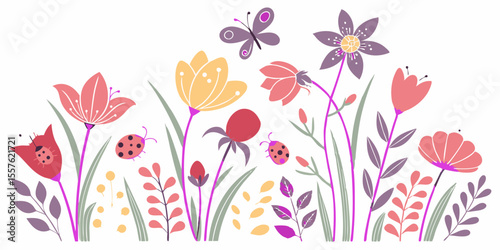 Pink tulip floral vector illustration pattern for spring flower garden design