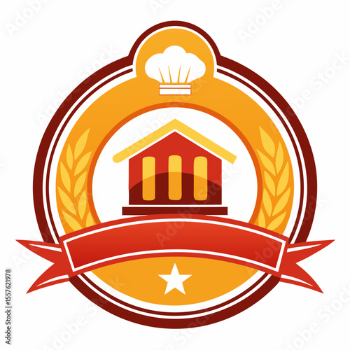 Cook, chef preparing a dish, logo design. Food, meal, restaurant and catering, vector design and illustration