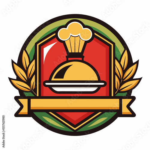 Cook, chef preparing a dish, logo design. Food, meal, restaurant and catering, vector design and illustration