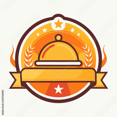 Cook, chef preparing a dish, logo design. Food, meal, restaurant and catering, vector design and illustration