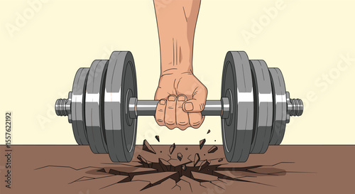 Powerful Grip Crushing Ground with Heavy Dumbbell Effortlessly