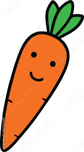 Cute Cartoon Carrot Illustration Happy Veggie Fun
