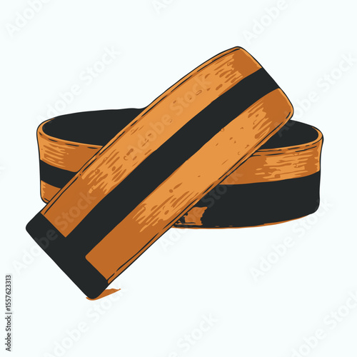 Illustrated orange and black martial arts belt representing a level or rank