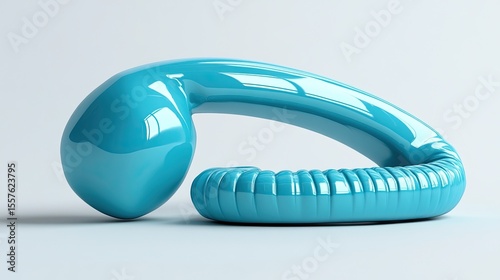 3D phone receiver icon with shadow on white background, concept for communication, contact, and call support services