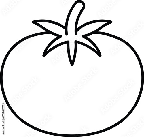 Fresh Tomato A Simple Line Drawing Illustration