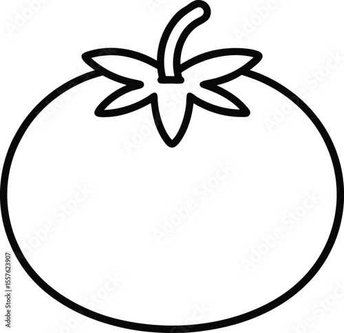 Fresh Tomato A Simple Line Drawing Illustration