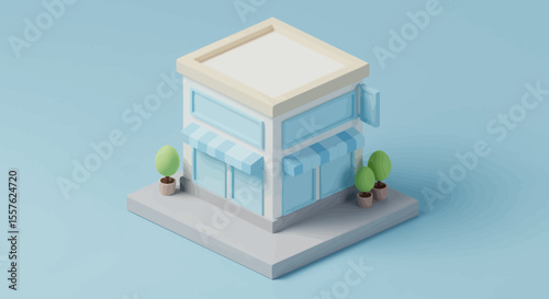 3D architectural rendering of a residential house design with an isometric roof and windows