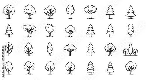 A versatile collection of vector silhouettes for Christmas trees and festive decorations