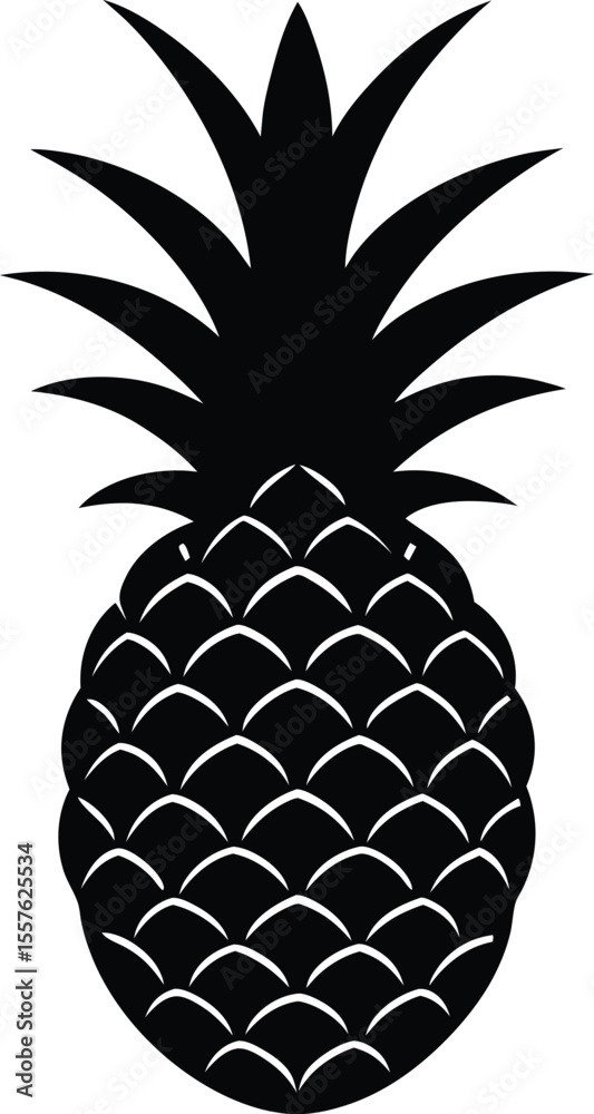 Obraz premium Tropical Pineapple Silhouette A Bold Black and White Illustration