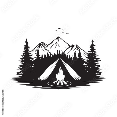 camping in the forest
