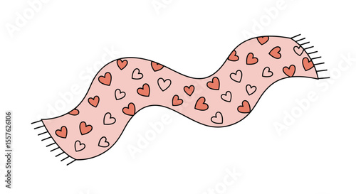 Cozy Blush Pink Heart Patterned Scarf with Tassel Edges for Winter Warmth and Style