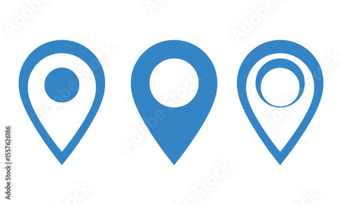 Free Download Blue Location Map Pin Vector Icon set – Navigation Marker Symbol Isolated on White - GFXLoad