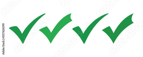 Green Check Mark Vector Icon set Isolated on White Background