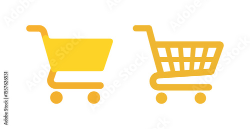 Yellow Shopping Cart Vector Icon set – Minimal E-commerce Basket Symbol Illustration