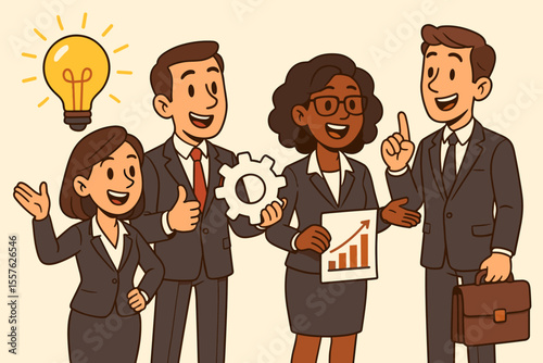 Diverse Business Professionals Collaborating on Innovative Solutions, New Ideas, and Strategic Development. Teamwork, Growth, and Success.