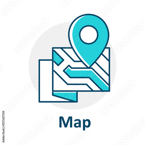 GPS Map Icon, Travel Navigation Map, Road Pin Symbol, Digital Route Tracker, Location Icon Map, Travel Planning Vector